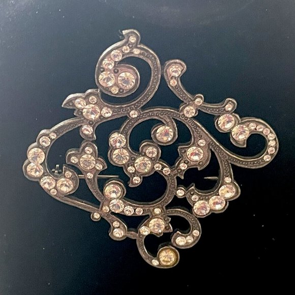 VNTG Large Ann Koplik Design Sparkling Brilliant Cut Pave Crystals Arabella Pin - Picture 5 of 5